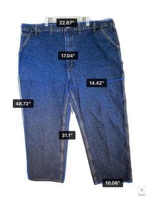 Carhartt Jeans Mens 48x32 Blue Dark Wash Relaxed Straight Dungaree Fit - Thumbnail 10