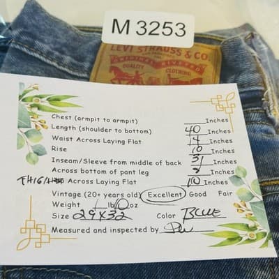 Vintage Levis 505 Jeans Mens 29x32 Blue Light Wash Straight Denim Mid Rise - Thumbnail 9