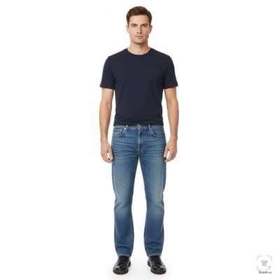 Levis 502 Jeans Mens 40x32 Blue Medium Wash Tapered Stretch Denim Zip Fly - Thumbnail 4