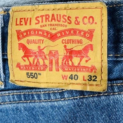 Levi's 550 Jeans Mens 40x32 Blue Medium Wash Relaxed Straight Denim Zip Fly - Thumbnail 7