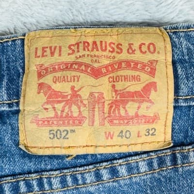 Levis 502 Jeans Mens 40x32 Blue Medium Wash Tapered Stretch Denim Zip Fly - Thumbnail 7