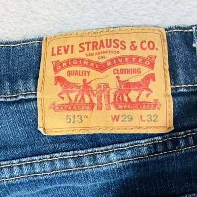 Levis 513 Jeans Mens 29x32 Blue Medium Wash Slim Straight Stretch Denim - Thumbnail 6