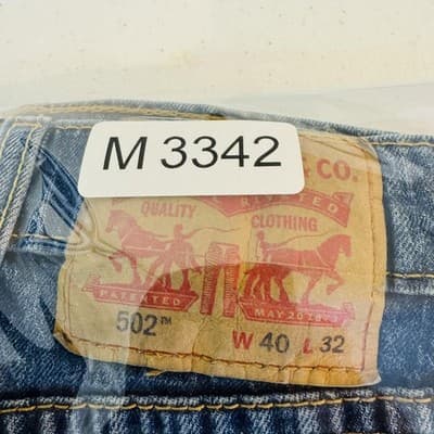 Levis 502 Jeans Mens 40x32 Blue Medium Wash Tapered Stretch Denim Zip Fly - Thumbnail 15