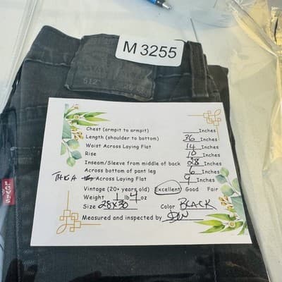 Levis 512 Jeans Mens 28x28 Black Dark Wash Slim Tapered Denim Stretch Fit - Thumbnail 9