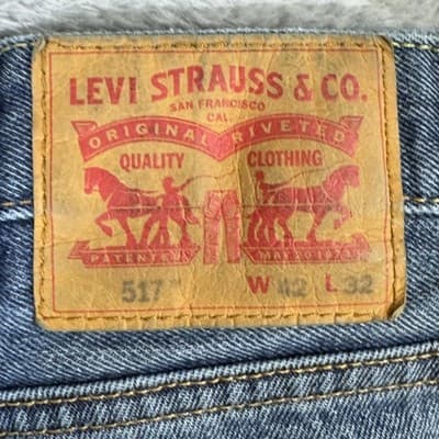 Levis 517 Jeans Mens 42x32 Blue Denim Straight Leg Western Frayed Hem Classic - Thumbnail 3