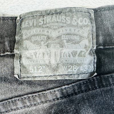 Levis 512 Jeans Mens 28x28 Black Dark Wash Slim Tapered Denim Stretch Fit - Thumbnail 3