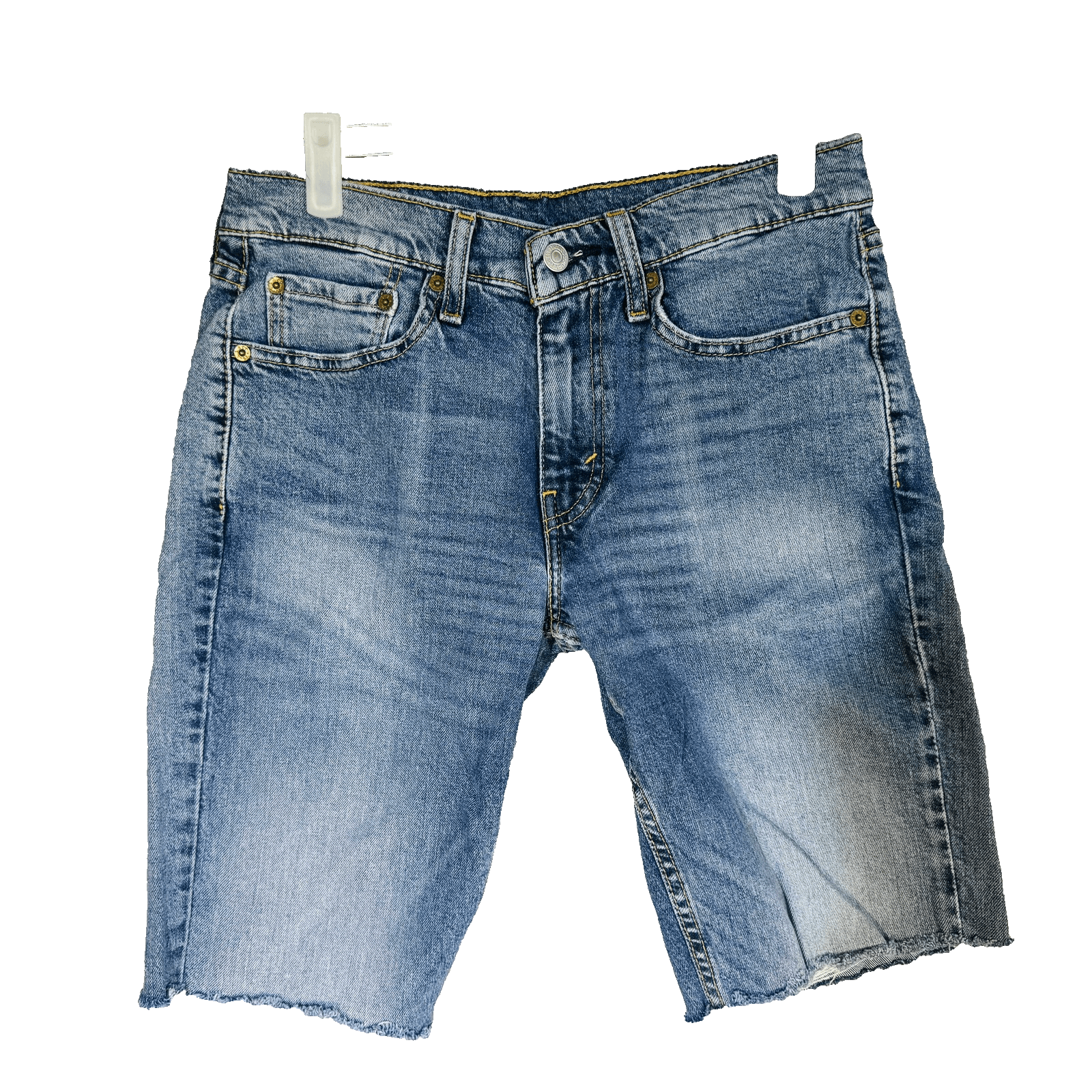 Levis 514 Shorts Mens 29 Blue Bermuda Distressed 11 Inseam 5-Pocket Zip Fly - Image 1