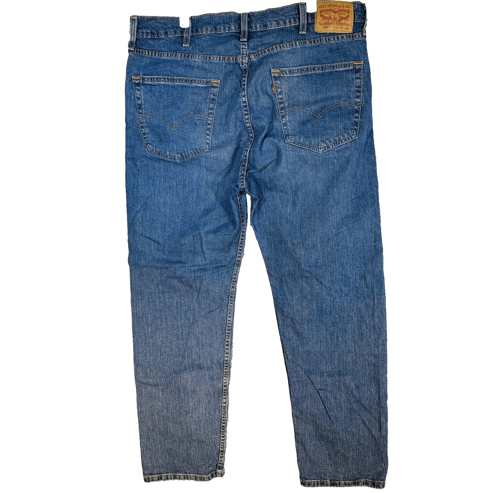 Levis 502 Jeans Mens 40x32 Blue Medium Wash Tapered Stretch Denim Zip Fly - Thumbnail 6