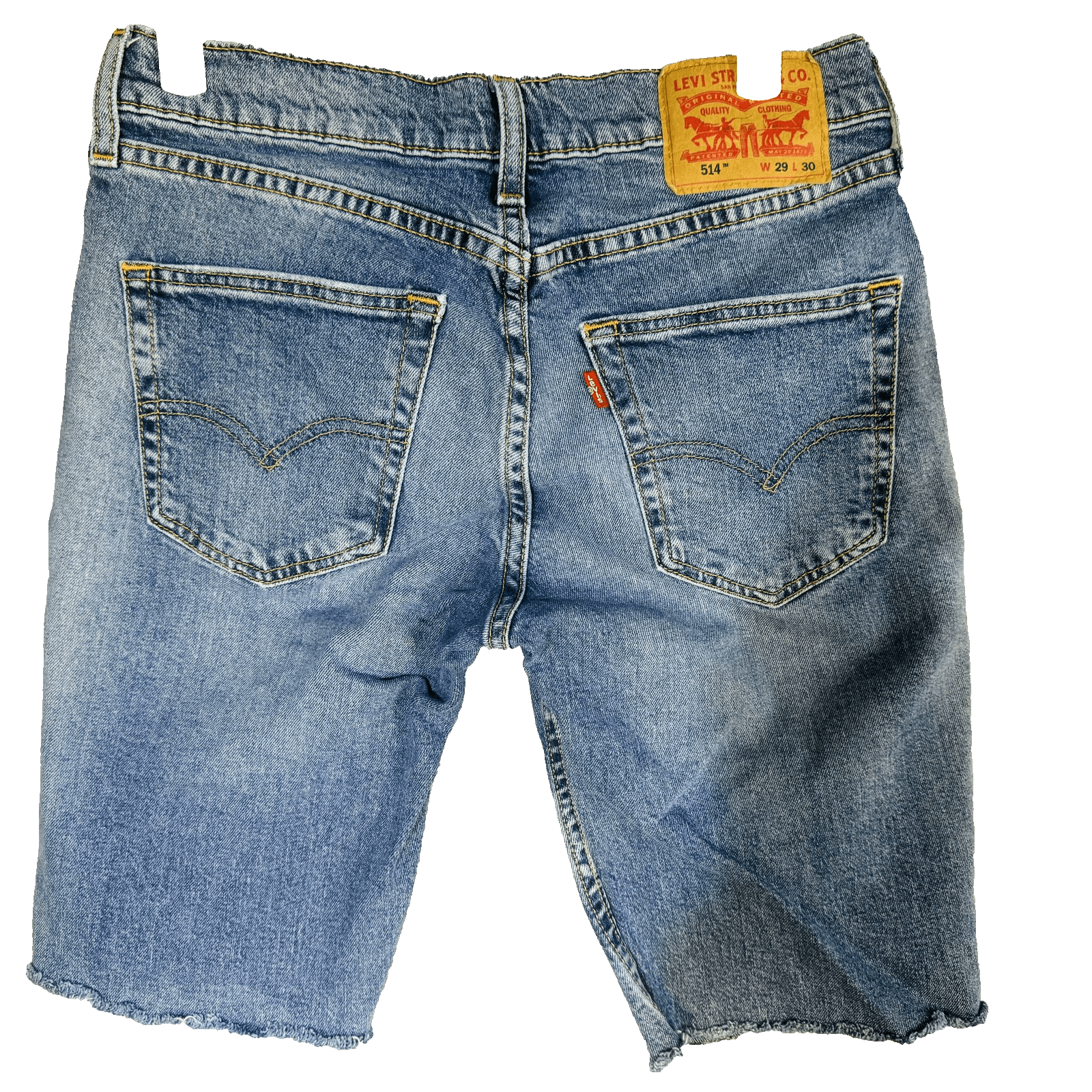 Levis 514 Shorts Mens 29 Blue Bermuda Distressed 11 Inseam 5-Pocket Zip Fly - Thumbnail 2