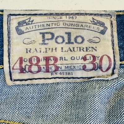 Polo Ralph Lauren Jeans Mens 48x30 Blue Medium Wash Straight Denim Zip Fly - Thumbnail 8