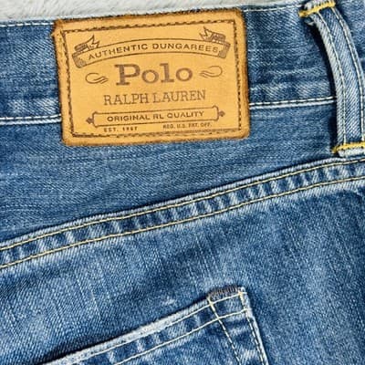 Polo Ralph Lauren Jeans Mens 48x30 Blue Medium Wash Straight Denim Zip Fly - Thumbnail 7