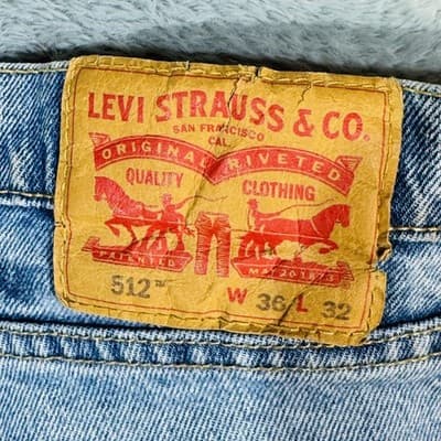 Levis 512 Jeans Mens 36x32 Blue Light Wash Slim Tapered Stretch Denim Zip Fly - Thumbnail 7