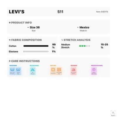 Levis 512 Jeans Mens 36x32 Blue Light Wash Slim Tapered Stretch Denim Zip Fly - Thumbnail 14