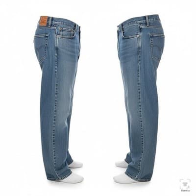 Levis 505 Jeans Mens 40x34 Blue Medium Wash Relaxed Straight Denim Zip Fly - Thumbnail 3