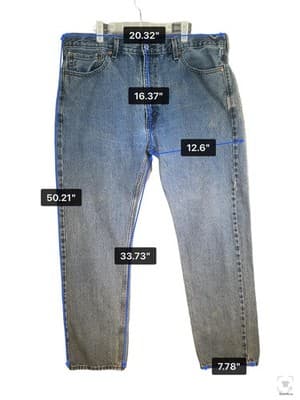 Levis 505 Jeans Mens 40x34 Blue Light Wash Straight Denim Zip Fly Regular Fit - Thumbnail 10