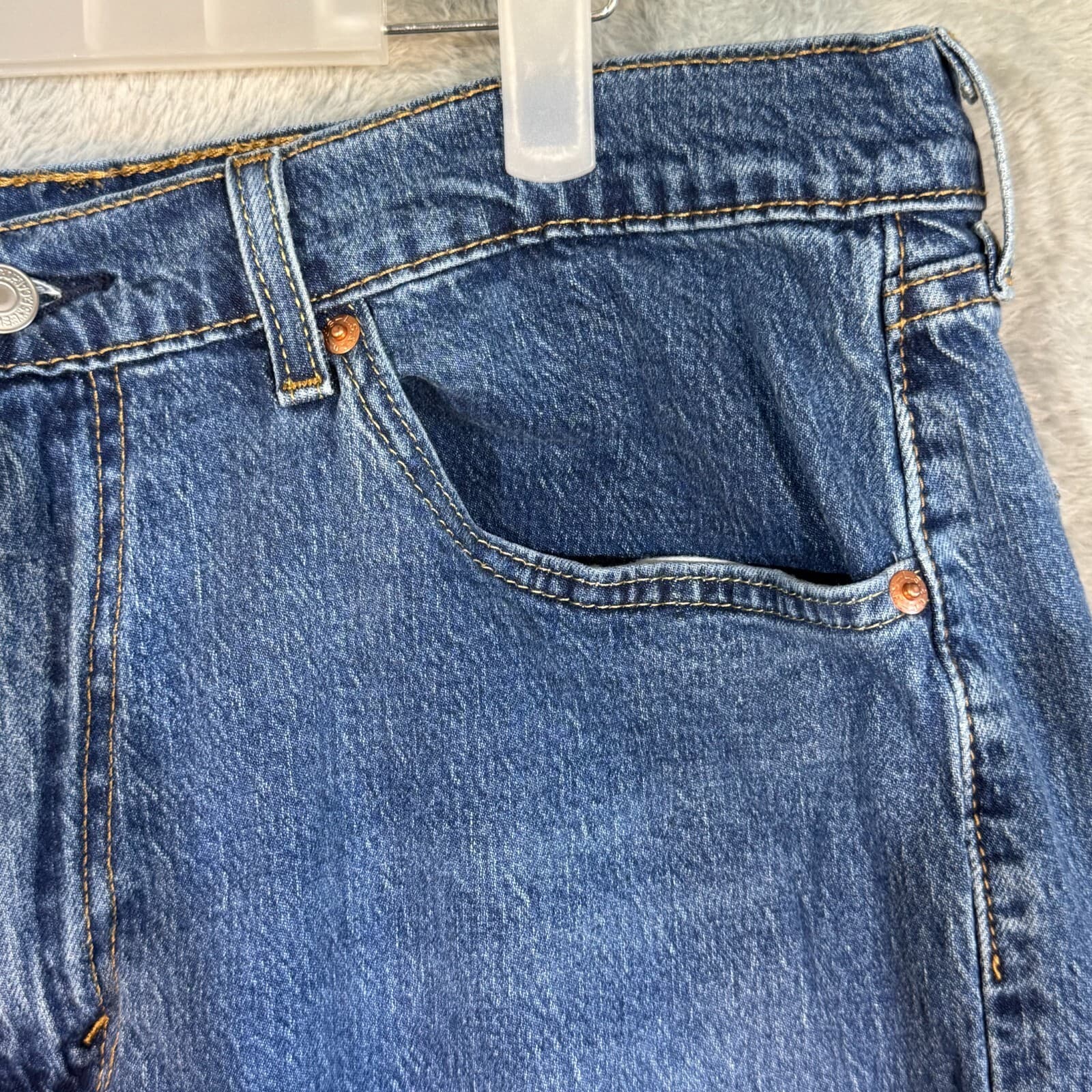 Levi’s 505 Men’s Jeans 36 x 34 Blue Denim Stretch Mid-Rise Straight - Thumbnail 4