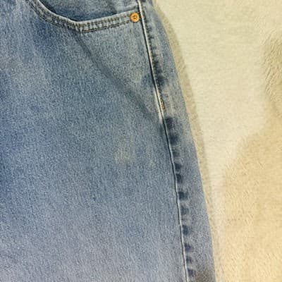 Levis 505 Jeans Mens 40x34 Blue Light Wash Straight Denim Zip Fly Regular Fit - Thumbnail 6