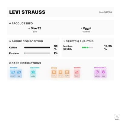 Levis 511 Jeans Mens 32x30 Blue Light Wash Slim Tapered Stretch Denim Zip Fly - Thumbnail 14