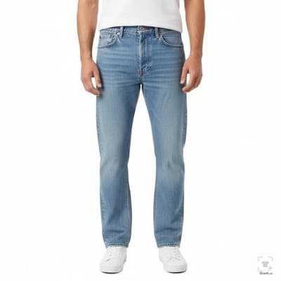 Levis 505 Jeans Mens 40x34 Blue Light Wash Straight Denim Zip Fly Regular Fit - Thumbnail 4