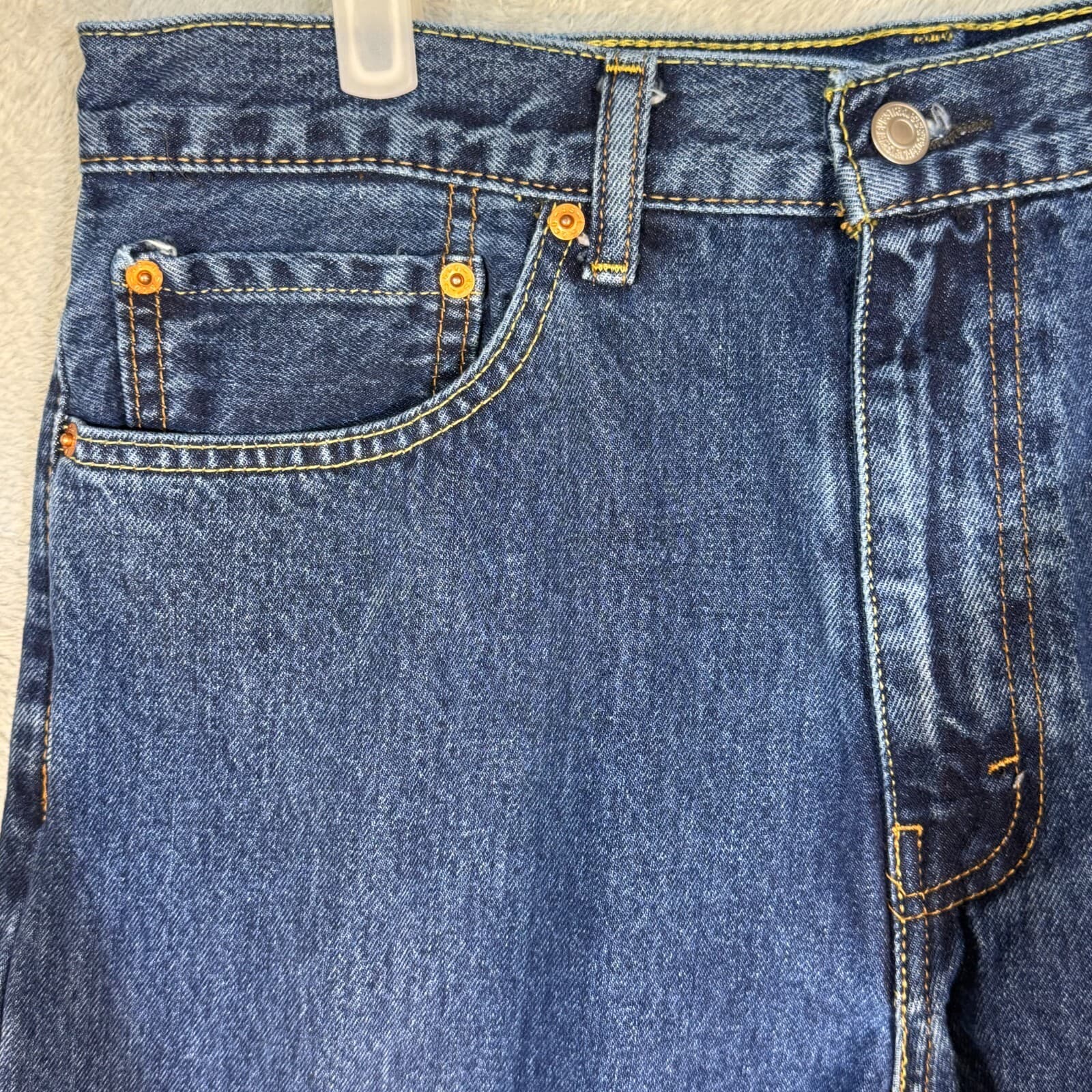 Levi’s 505 Men’s Jeans 36 x 30 Blue Denim Stretch Mid-Rise Straight Leg - Thumbnail 3