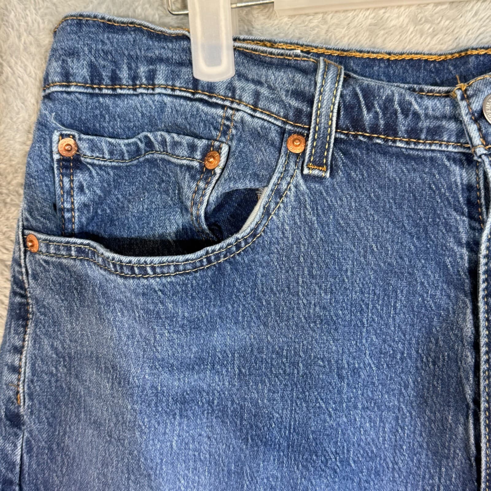 Levi’s 505 Men’s Jeans 36 x 34 Blue Denim Stretch Mid-Rise Straight - Thumbnail 3