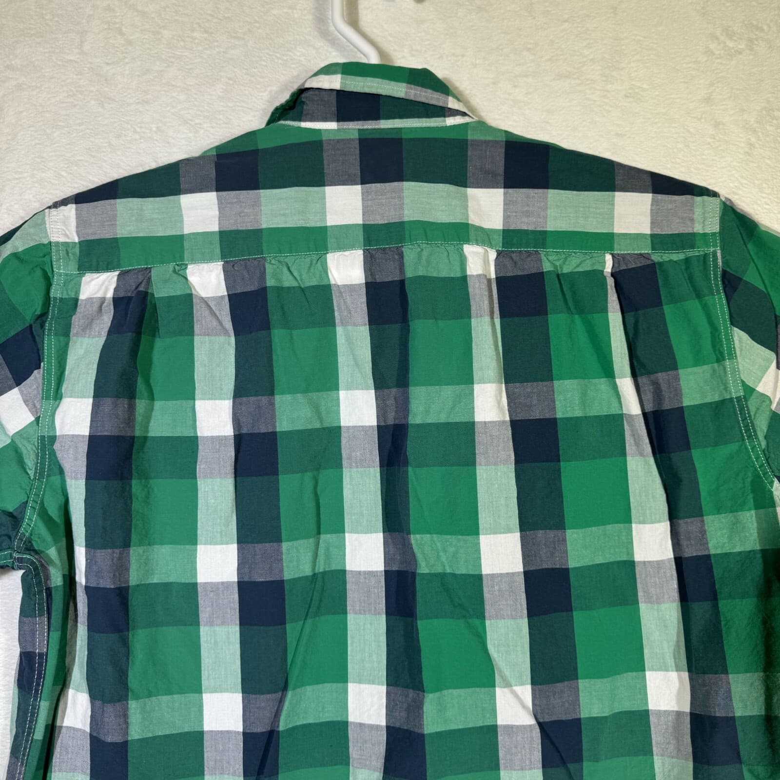 Double Pump Men's Shirt L Green Plaid Western Pearl Snap Short Sleeve Cotton - Thumbnail 11