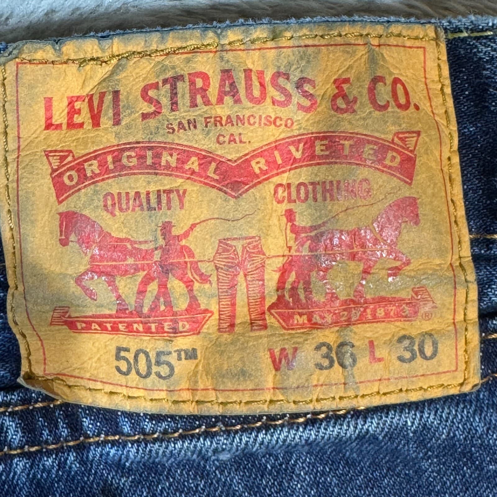 Levi’s 505 Men’s Jeans 36 x 30 Blue Denim Stretch Mid-Rise Straight Leg - Thumbnail 10