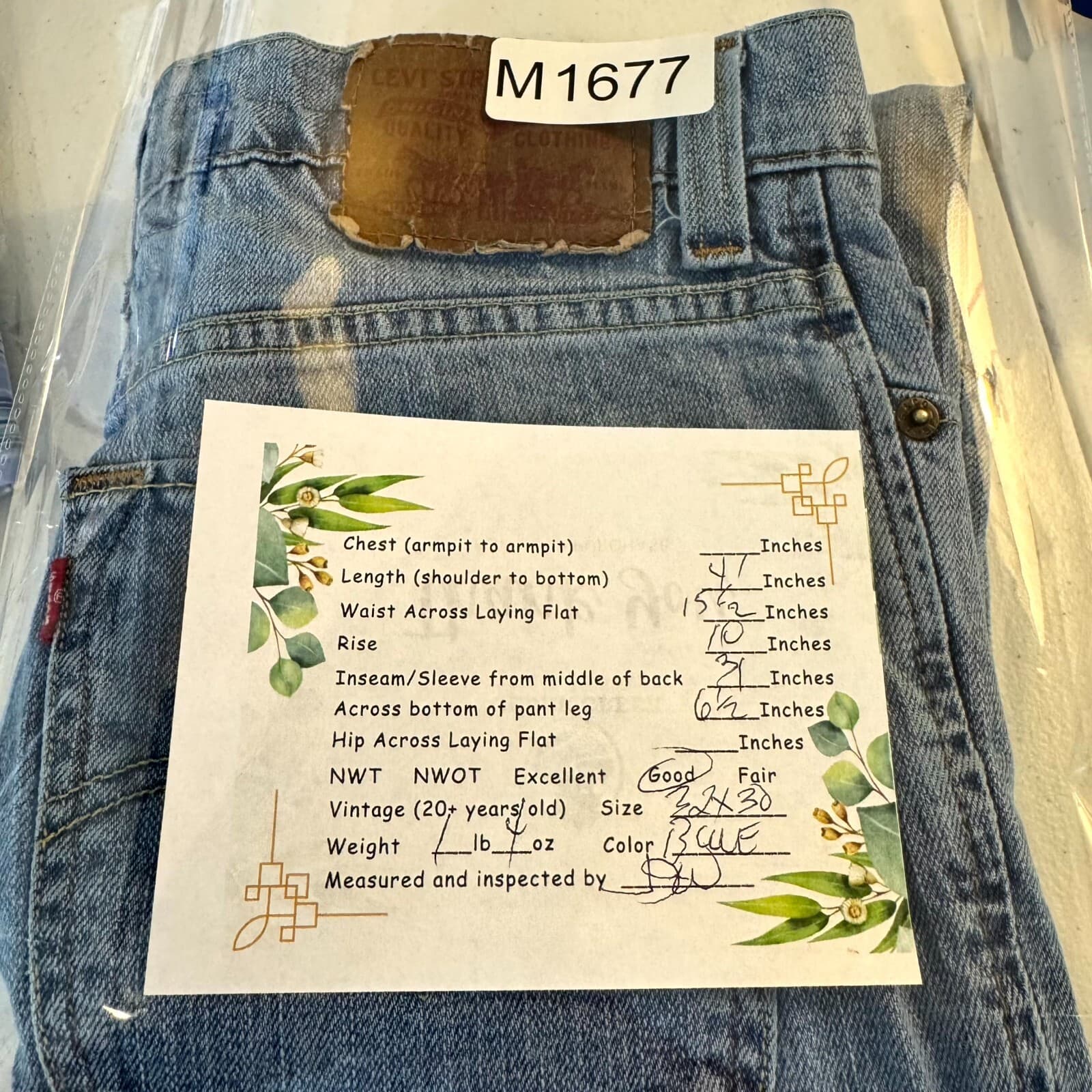 Levi's 510 Men's Jeans 32 X 30 Blue Denim Stretch Mid-Rise Super Skinny Leg - Thumbnail 8