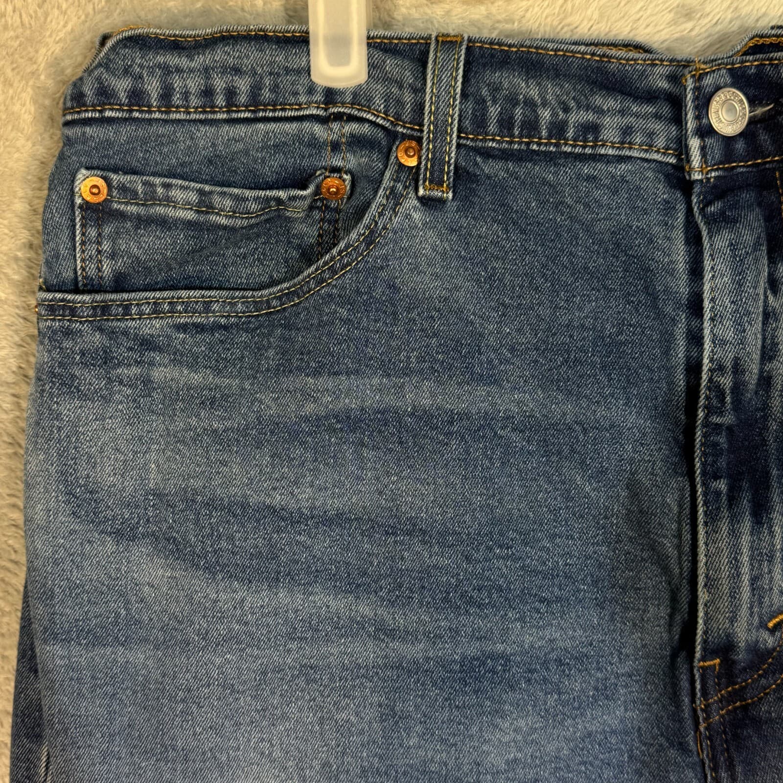 Levi's 505 Men's Jeans 40 X 30 Blue Denim Stretch Mid-Rise Straight Leg - Thumbnail 3