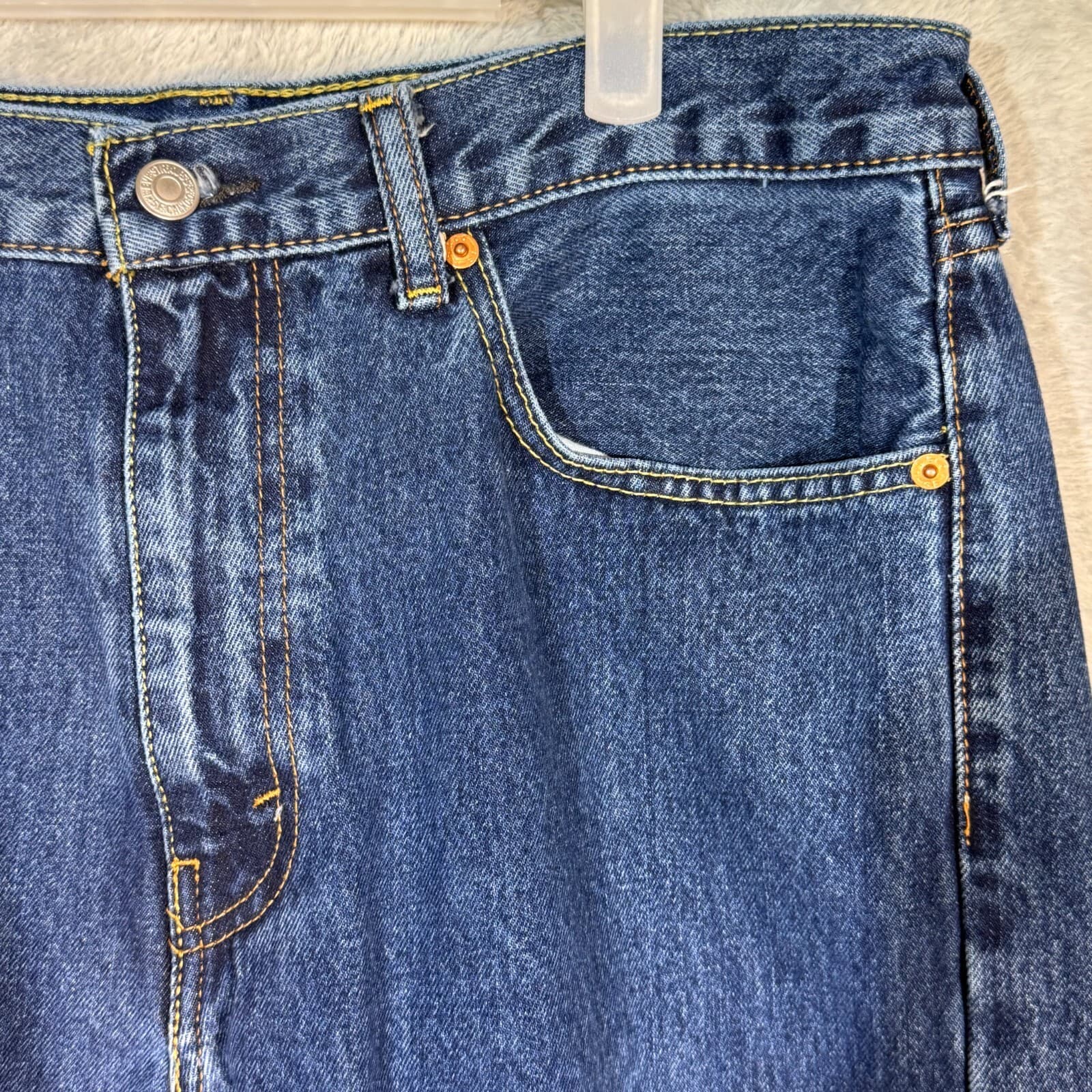 Levi’s 505 Men’s Jeans 36 x 30 Blue Denim Stretch Mid-Rise Straight Leg - Thumbnail 4