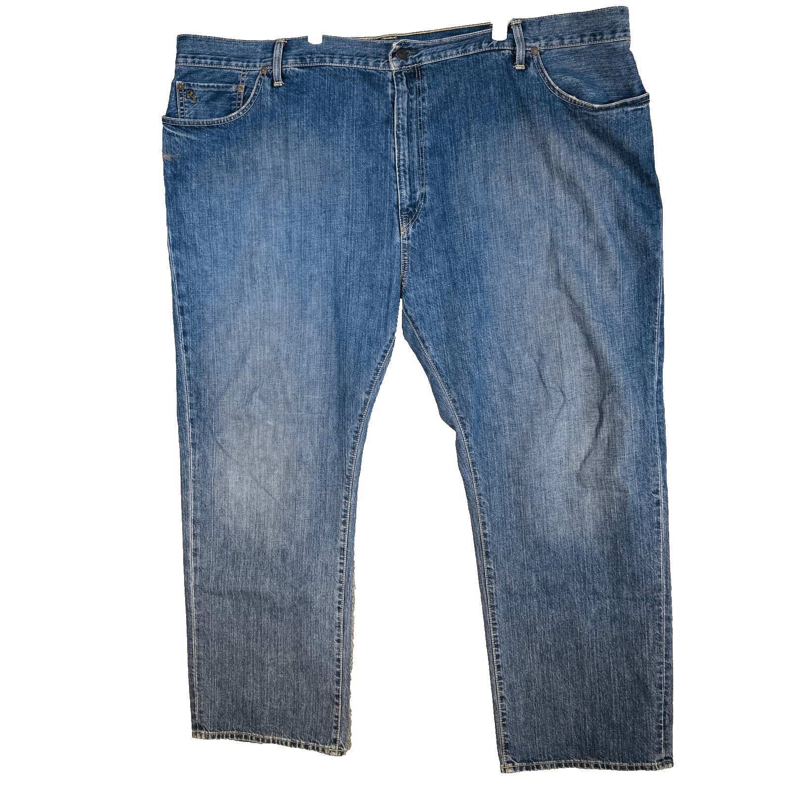 Polo Ralph Lauren Jeans Mens 48x30 Blue Medium Wash Straight Denim Zip Fly - Thumbnail 5