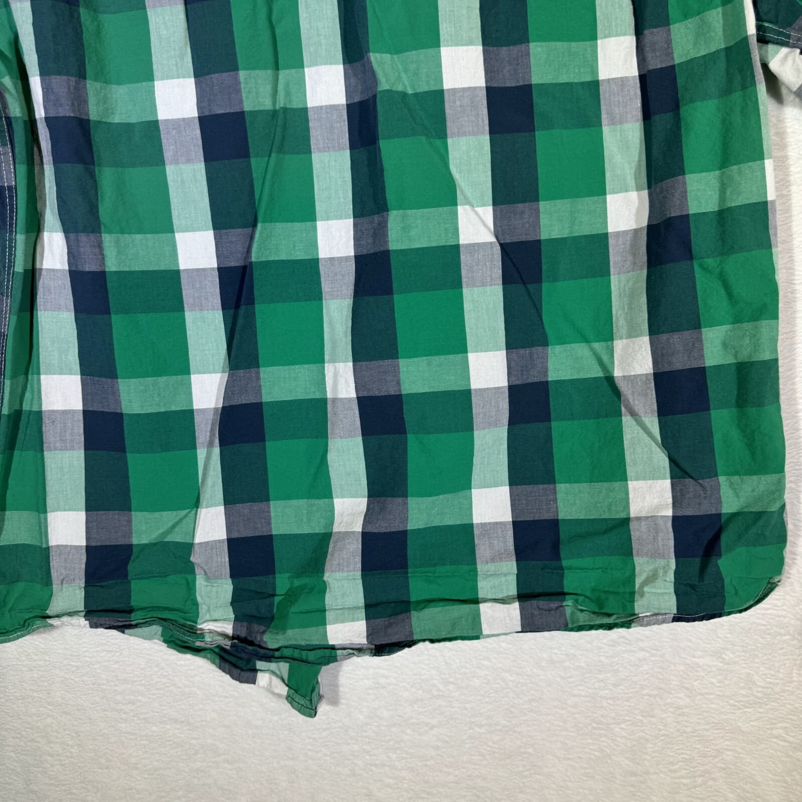 Double Pump Men's Shirt L Green Plaid Western Pearl Snap Short Sleeve Cotton - Thumbnail 9