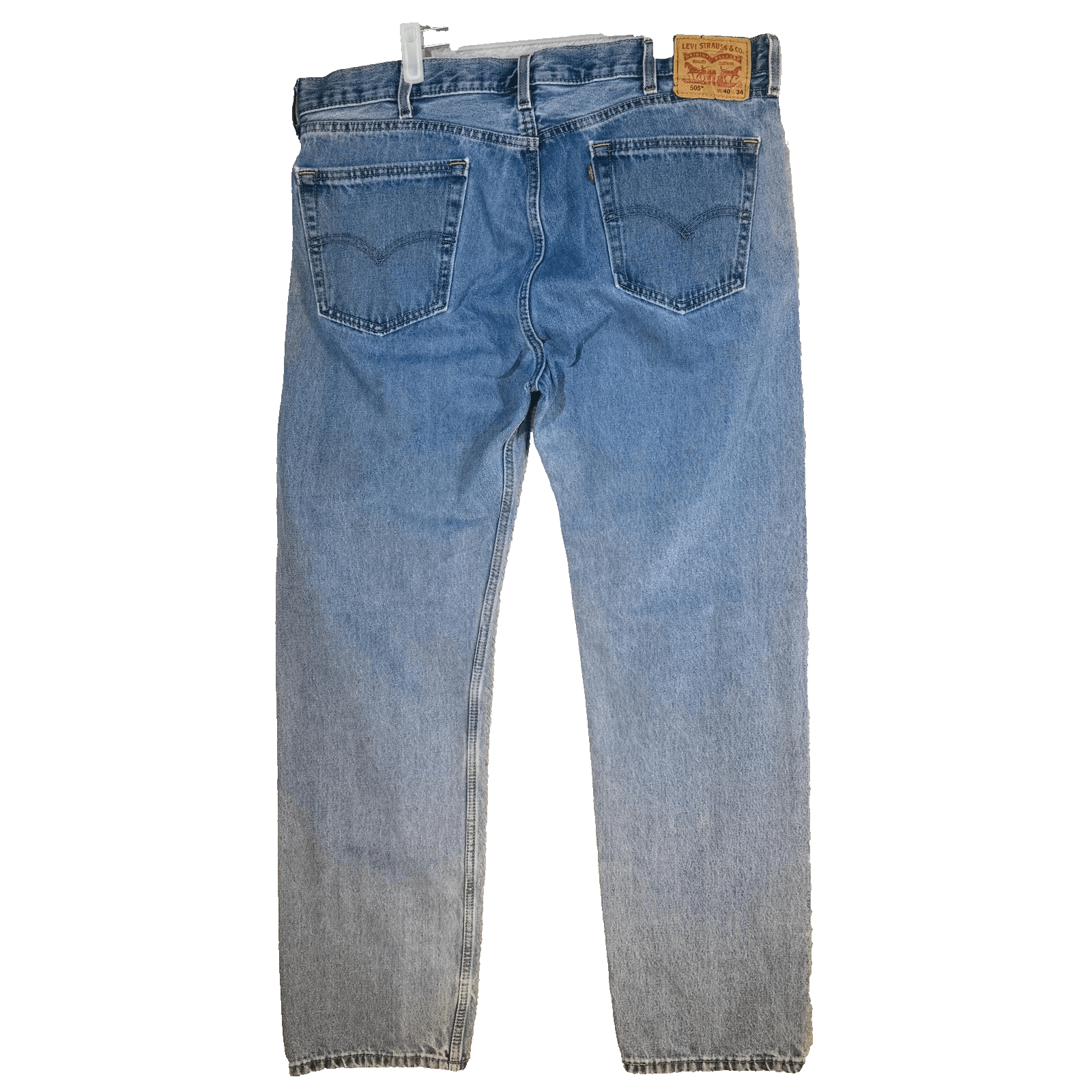 Levis 505 Jeans Mens 40x34 Blue Light Wash Straight Denim Zip Fly Regular Fit - Thumbnail 7