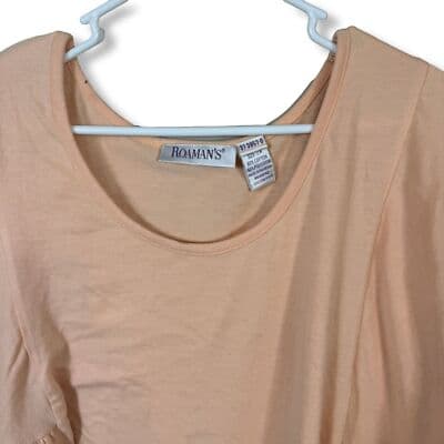 Roaman’s Women’s Blouse 2X Peach Pink Knit Pullover Short Sleeve Tunic Plus Size - Thumbnail 3