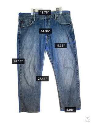 Polo Ralph Lauren Thompson Relaxed Jeans Mens 34x30 Blue Wash Straight Denim - Thumbnail 12