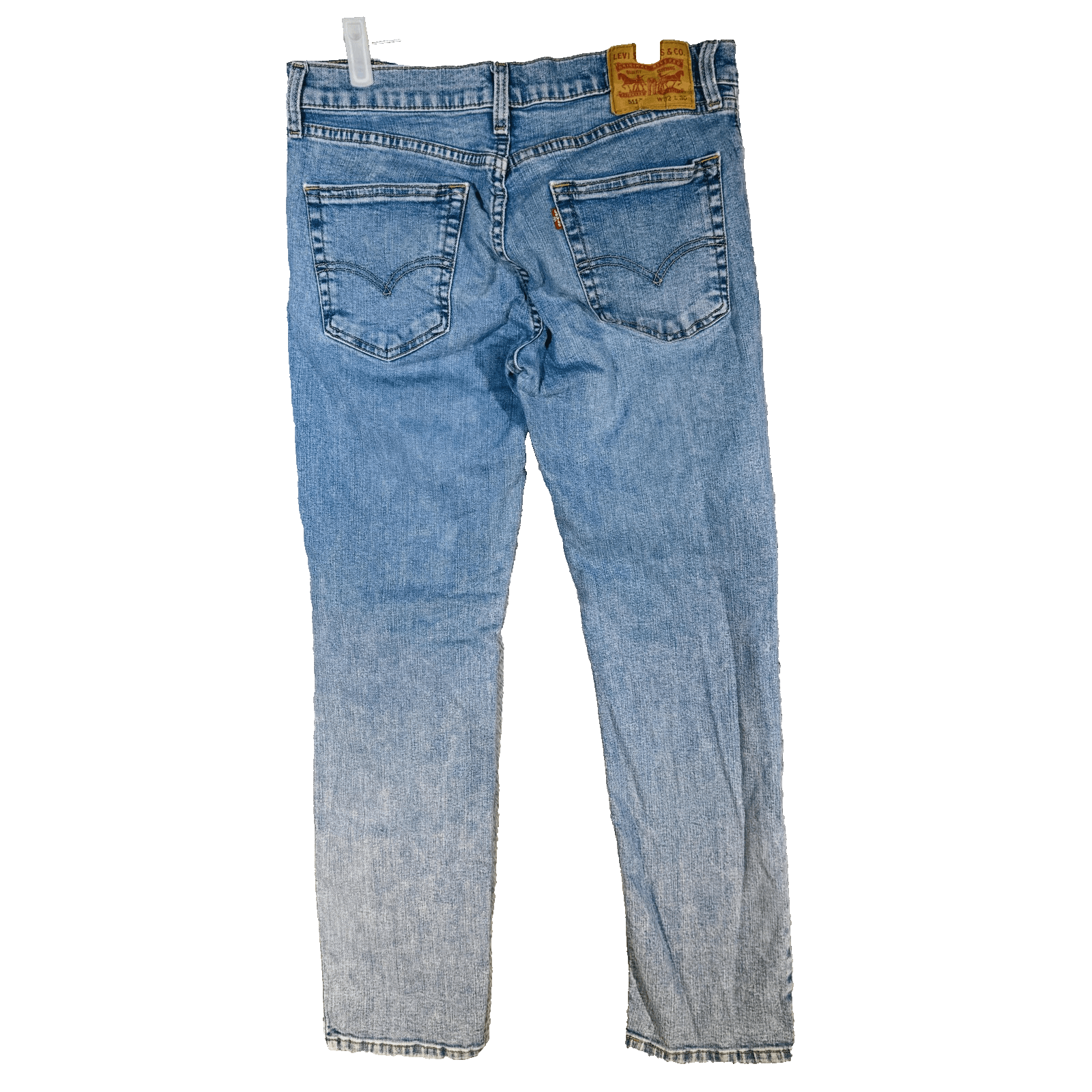 Levis 511 Jeans Mens 32x30 Blue Light Wash Slim Tapered Stretch Denim Zip Fly - Thumbnail 6