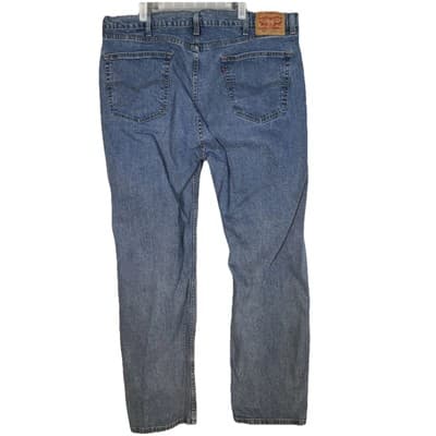 Levi’s 505 Men’s Jeans 42 x 32 Blue Denim Stretch Mid-Rise Straight - Thumbnail 2