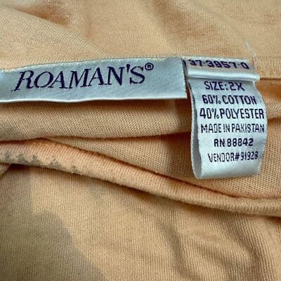 Roaman’s Women’s Blouse 2X Peach Pink Knit Pullover Short Sleeve Tunic Plus Size - Thumbnail 4