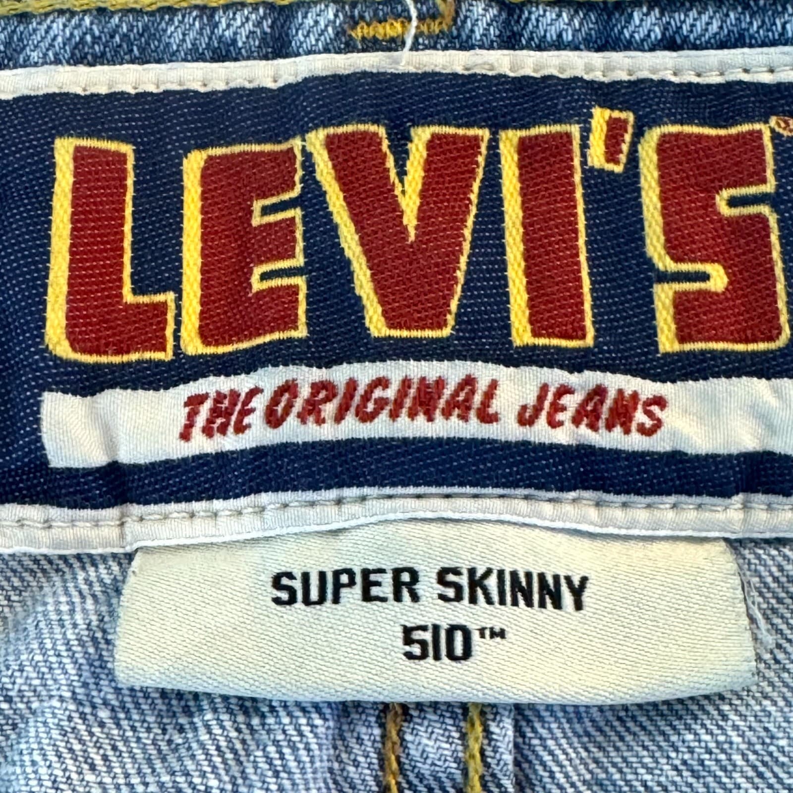 Levi's 510 Men's Jeans 32 X 30 Blue Denim Stretch Mid-Rise Super Skinny Leg - Thumbnail 7