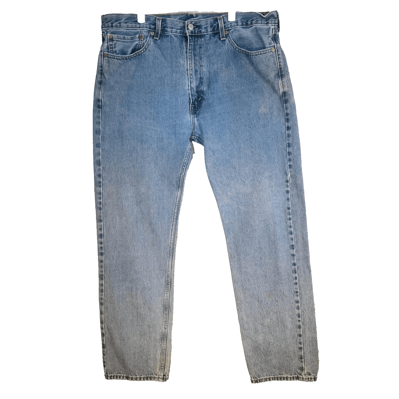 Levis 505 Jeans Mens 40x34 Blue Light Wash Straight Denim Zip Fly Regular Fit - Thumbnail 5