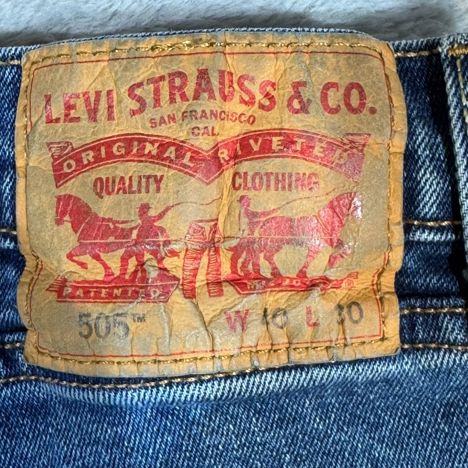 Levi's 505 Men's Jeans 40 X 30 Blue Denim Stretch Mid-Rise Straight Leg - Thumbnail 10