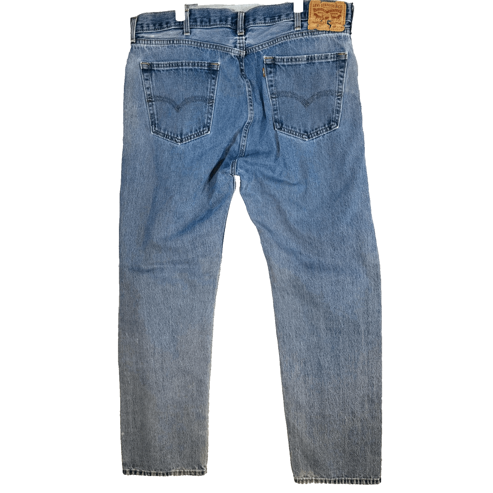 Levis 505 Jeans Mens 40x34 Blue Medium Wash Relaxed Straight Denim Zip Fly - Thumbnail 7