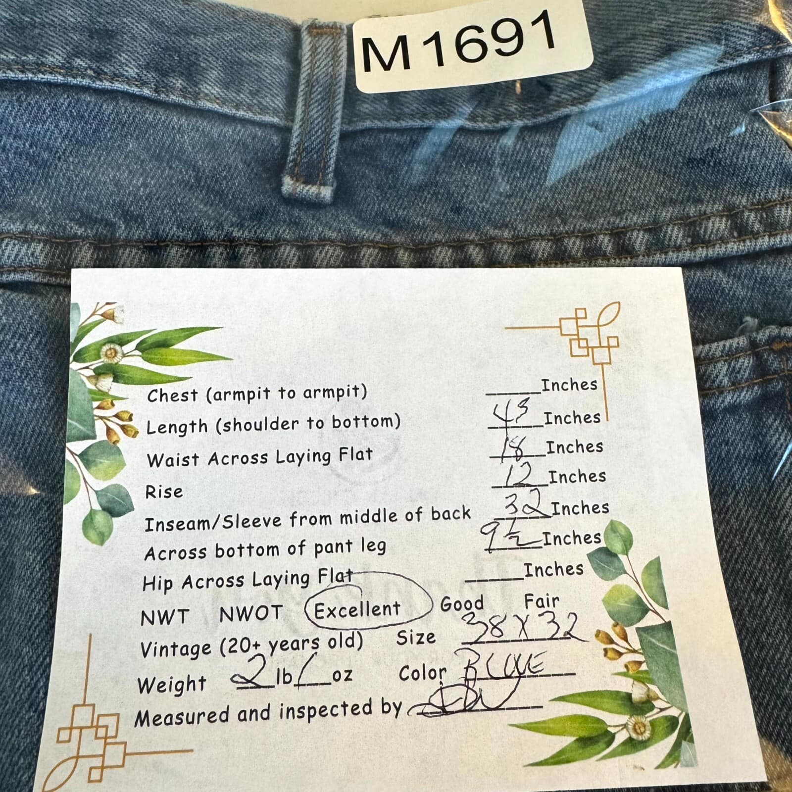 American Eagle Outfitters Men's Jeans 34 x 32 Blue Denim Mid-Rise Straight - Thumbnail 6