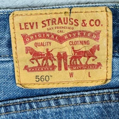 Levis 560 Jeans Mens 56x30 Blue Light Wash Relaxed Tapered Denim Zip Fly - Thumbnail 7