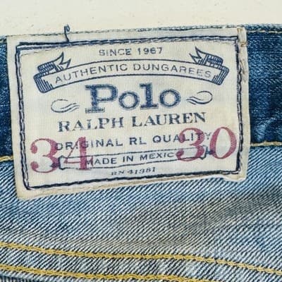 Polo Ralph Lauren Thompson Relaxed Jeans Mens 34x30 Blue Wash Straight Denim - Thumbnail 8