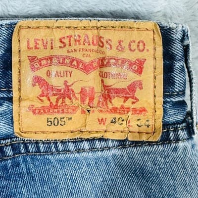 Levis 505 Jeans Mens 40x34 Blue Medium Wash Straight Denim Regular Fit Zip Fly - Thumbnail 7