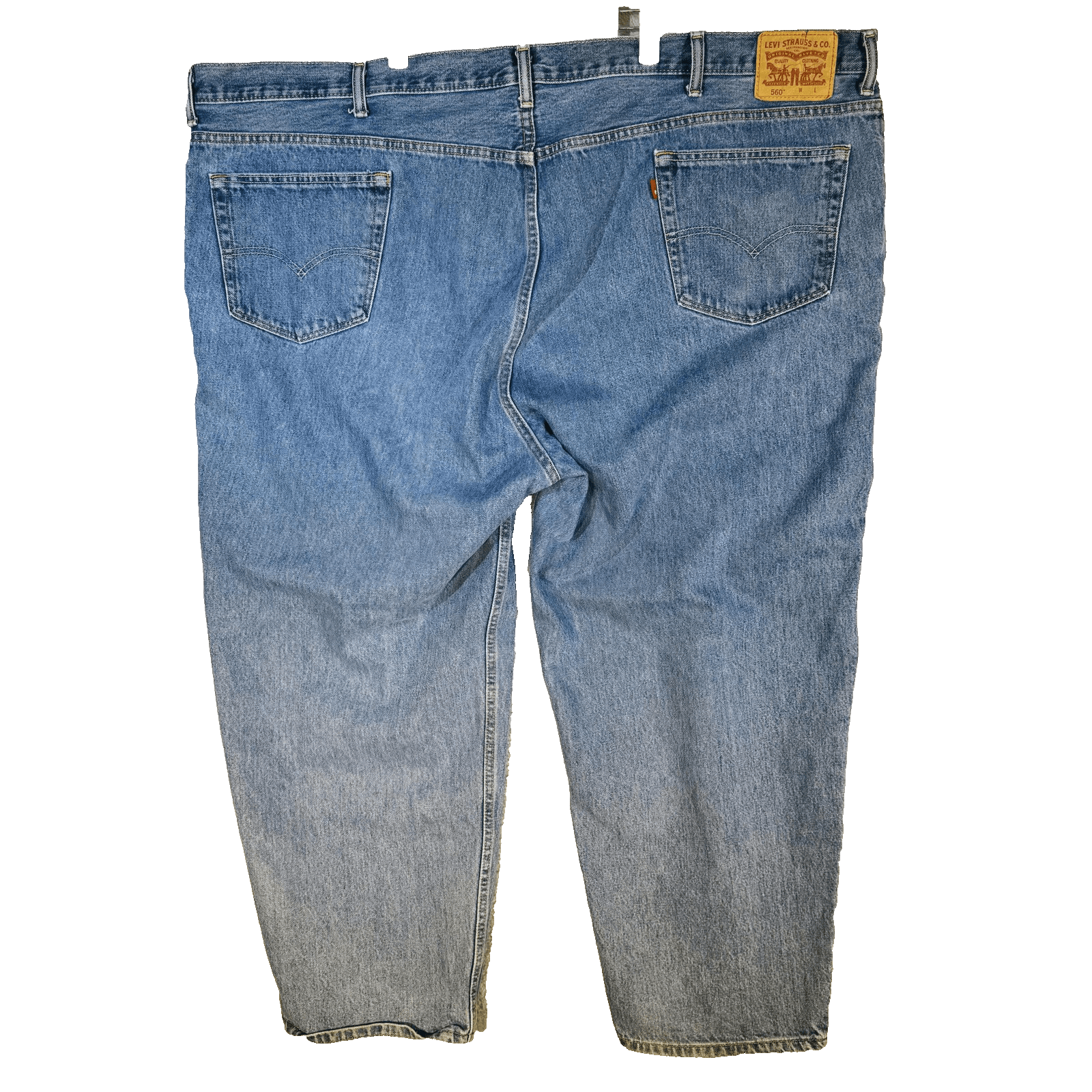 Levis 560 Jeans Mens 56x30 Blue Light Wash Relaxed Tapered Denim Zip Fly - Thumbnail 6