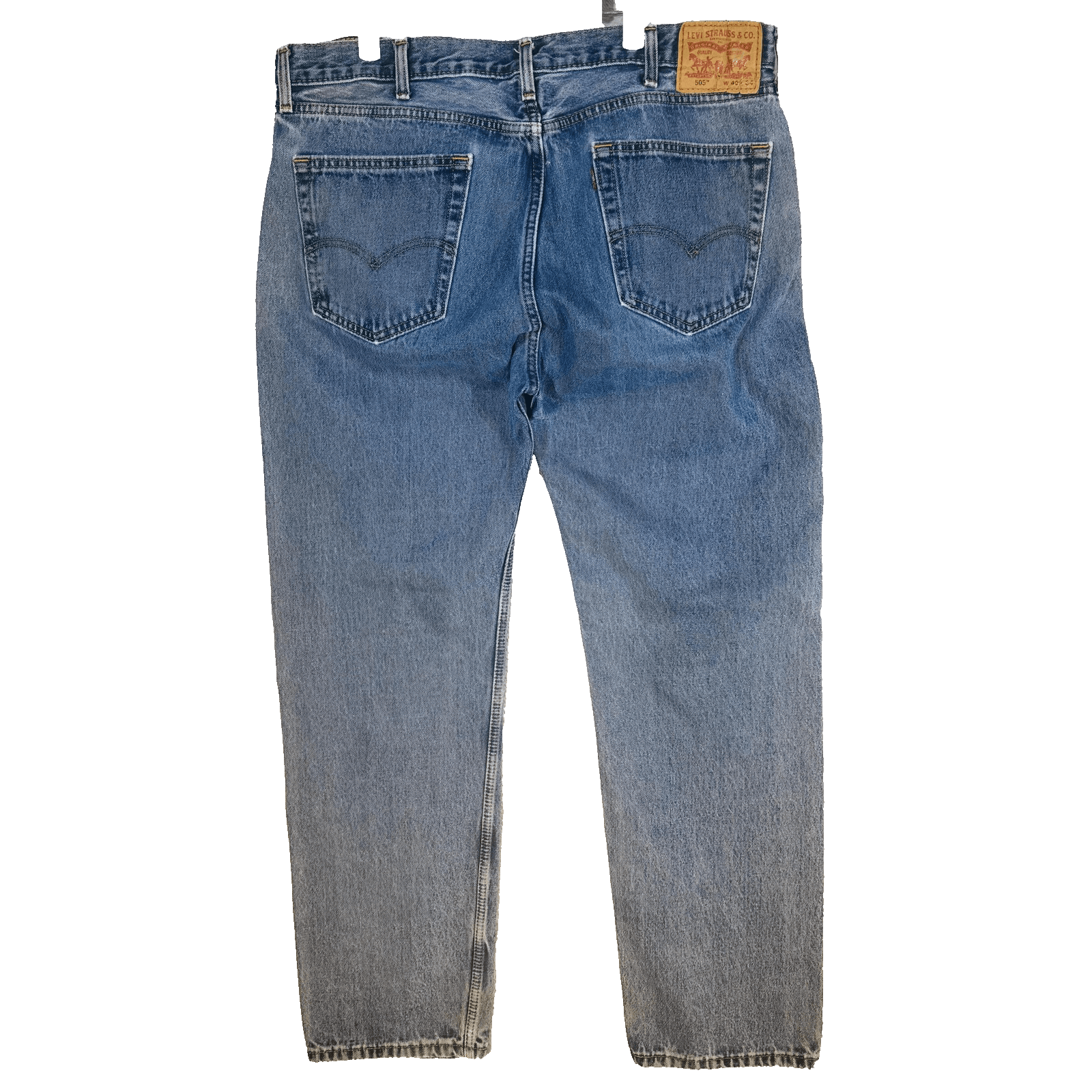 Levis 505 Jeans Mens 40x34 Blue Medium Wash Straight Denim Regular Fit Zip Fly - Thumbnail 6