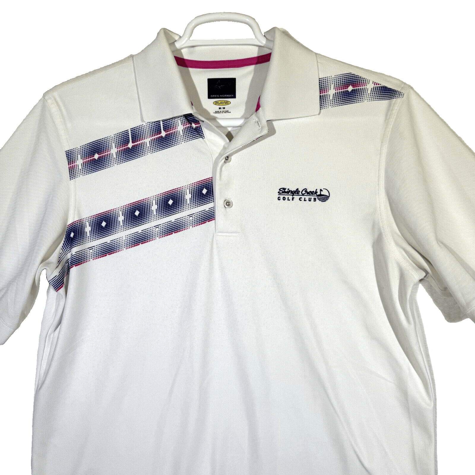 Greg Norman Polo Shirt Men’s M White Play Dry Golf Short Sleeve Geometric Poly - Thumbnail 5