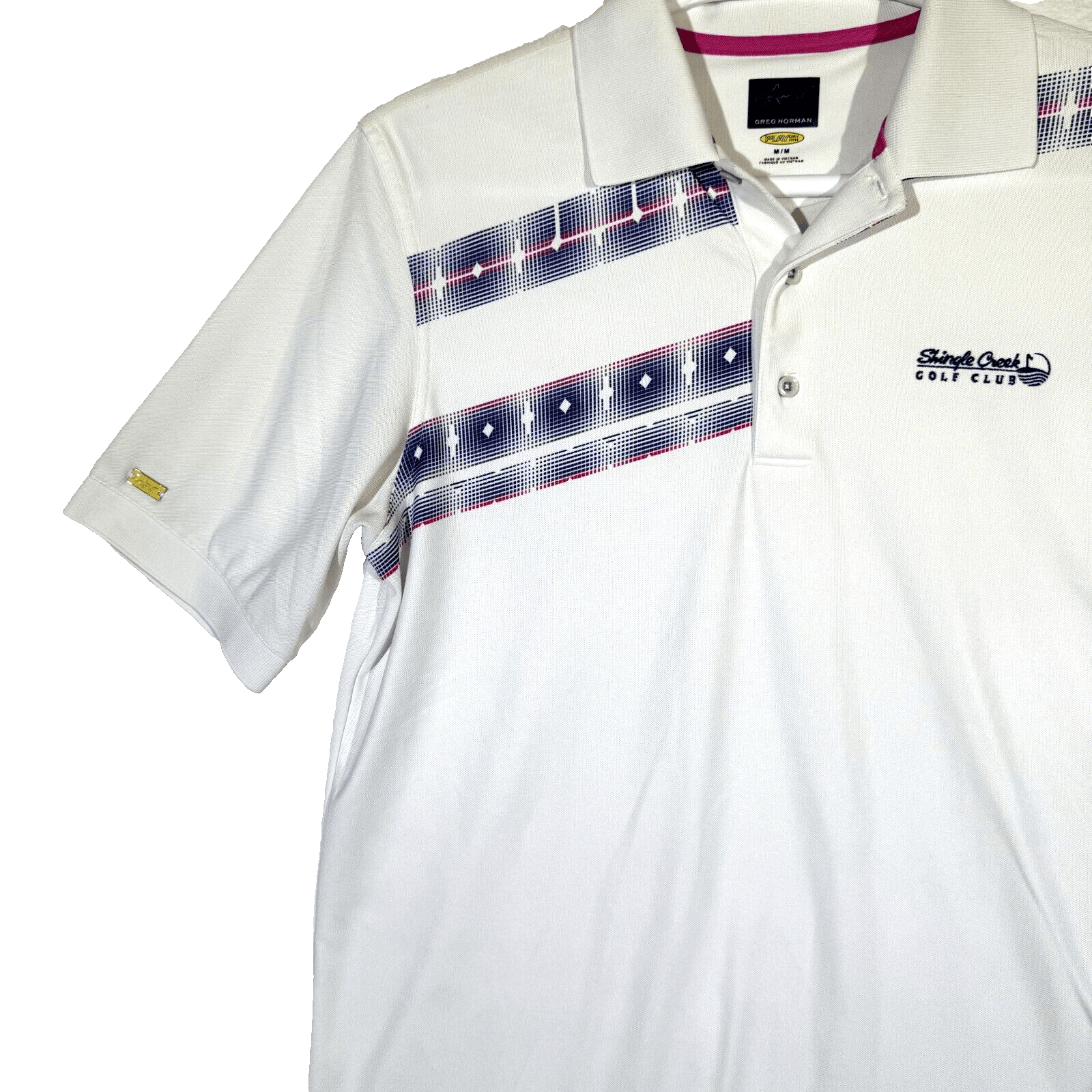 Greg Norman Polo Shirt Men’s M White Play Dry Golf Short Sleeve Geometric Poly - Thumbnail 6